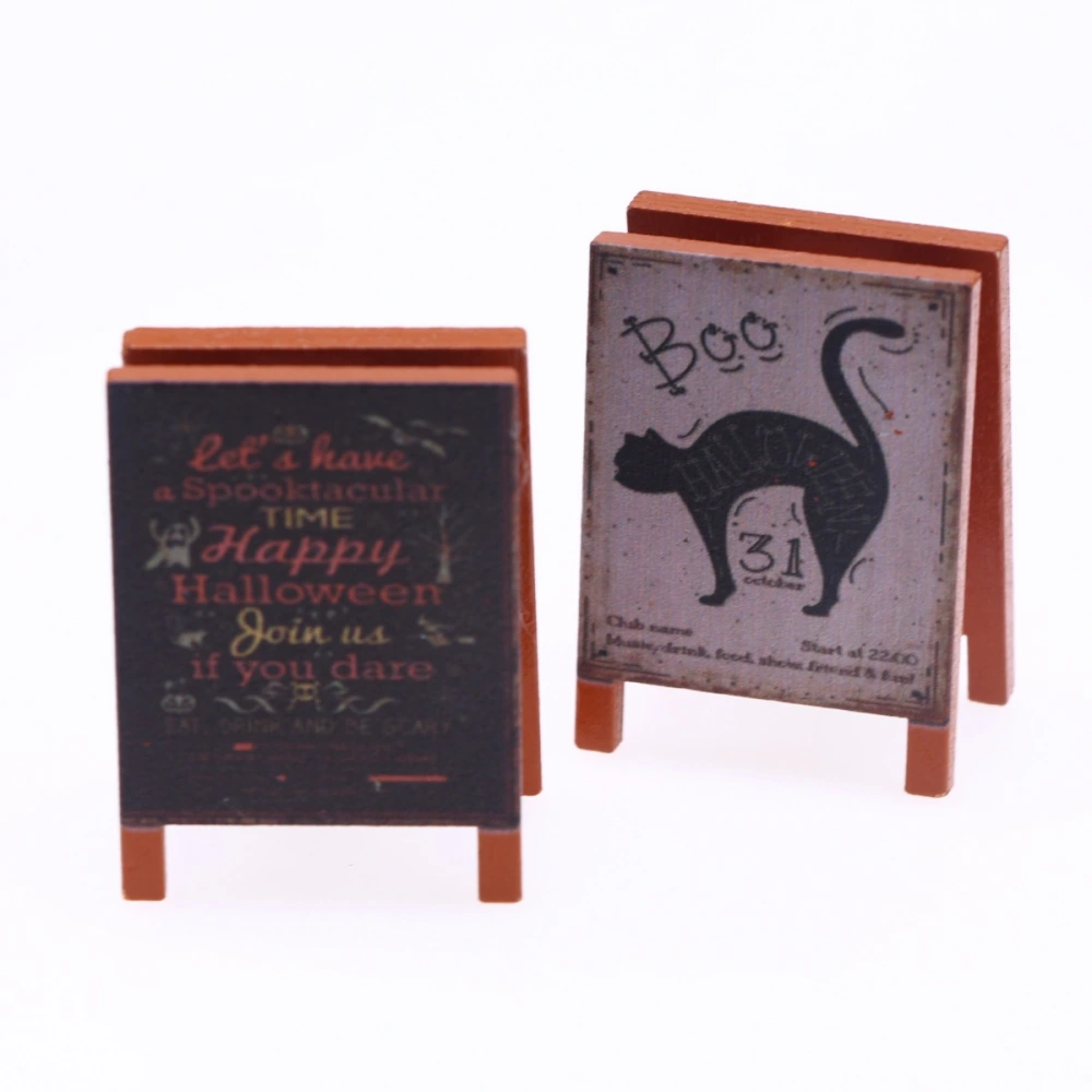 2pcs Miniatures Doll House Sign Board Mini Signboard Doll House Accessories Doll House Decor