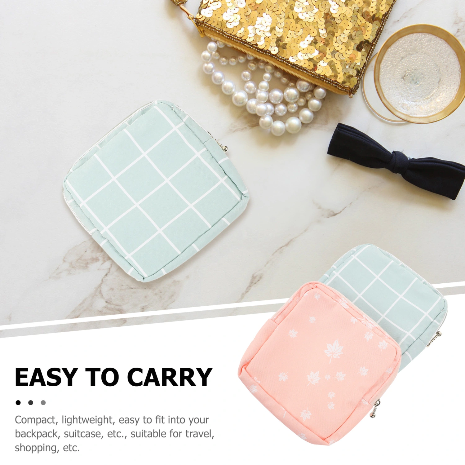 2Pcs Menstrual Pad Bags Sanitary Napkin Storage Bags Portable Period Pouch for Outdoor