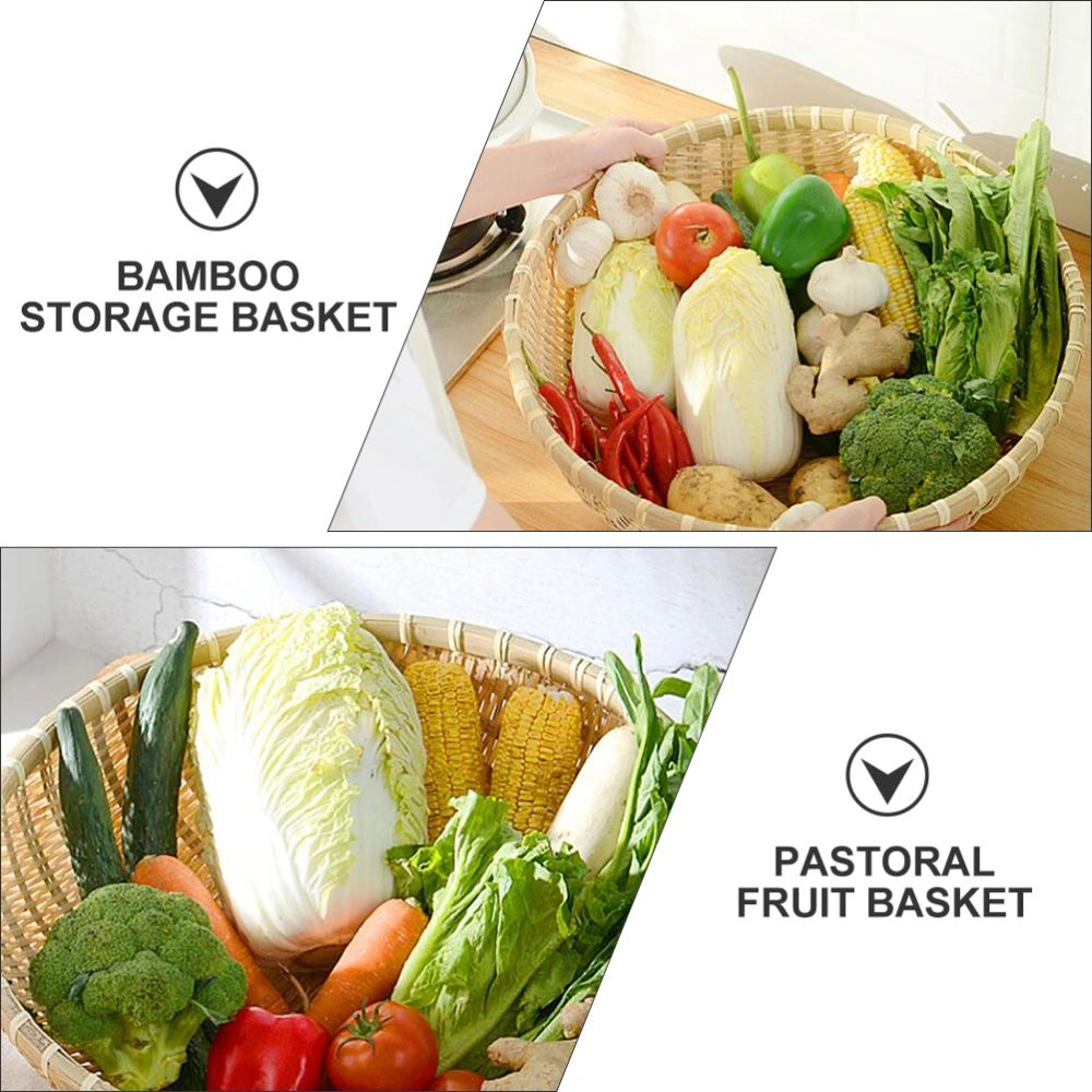 1 Pc Pastoral Bamboo Basket Storage Basket Exquisite Fruit Basket (Khaki)