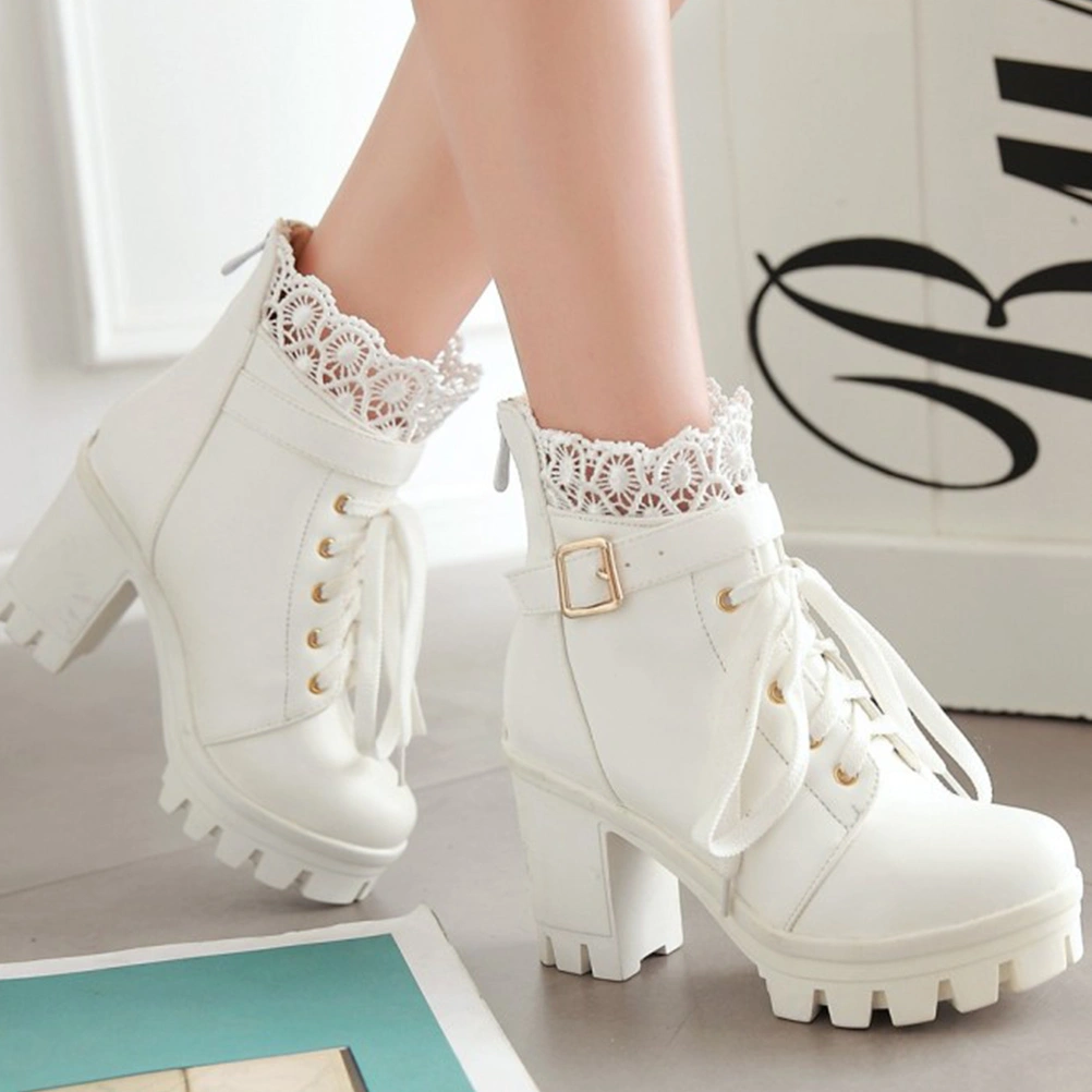 1 Pair of Elegant Woman Short Boots Fashion Thick Heels High Heel Boots