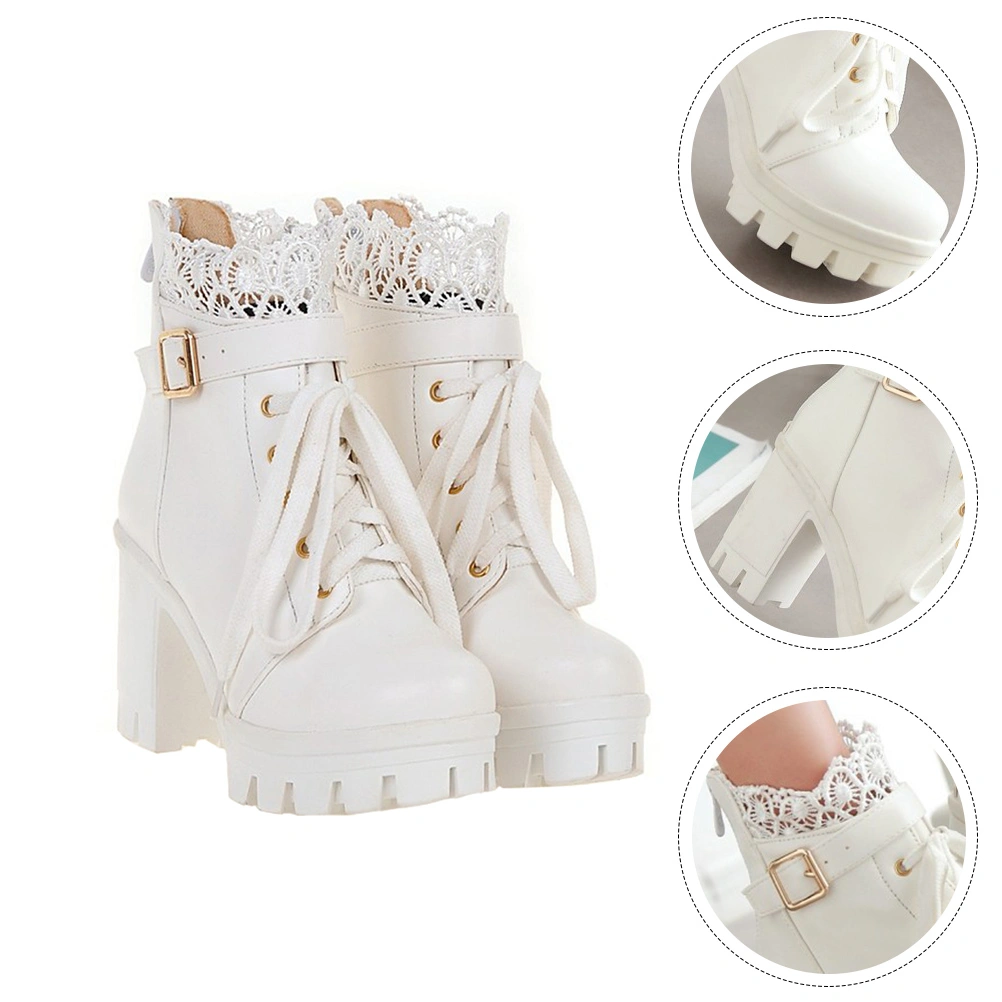 1 Pair of Elegant Woman Short Boots Fashion Thick Heels High Heel Boots