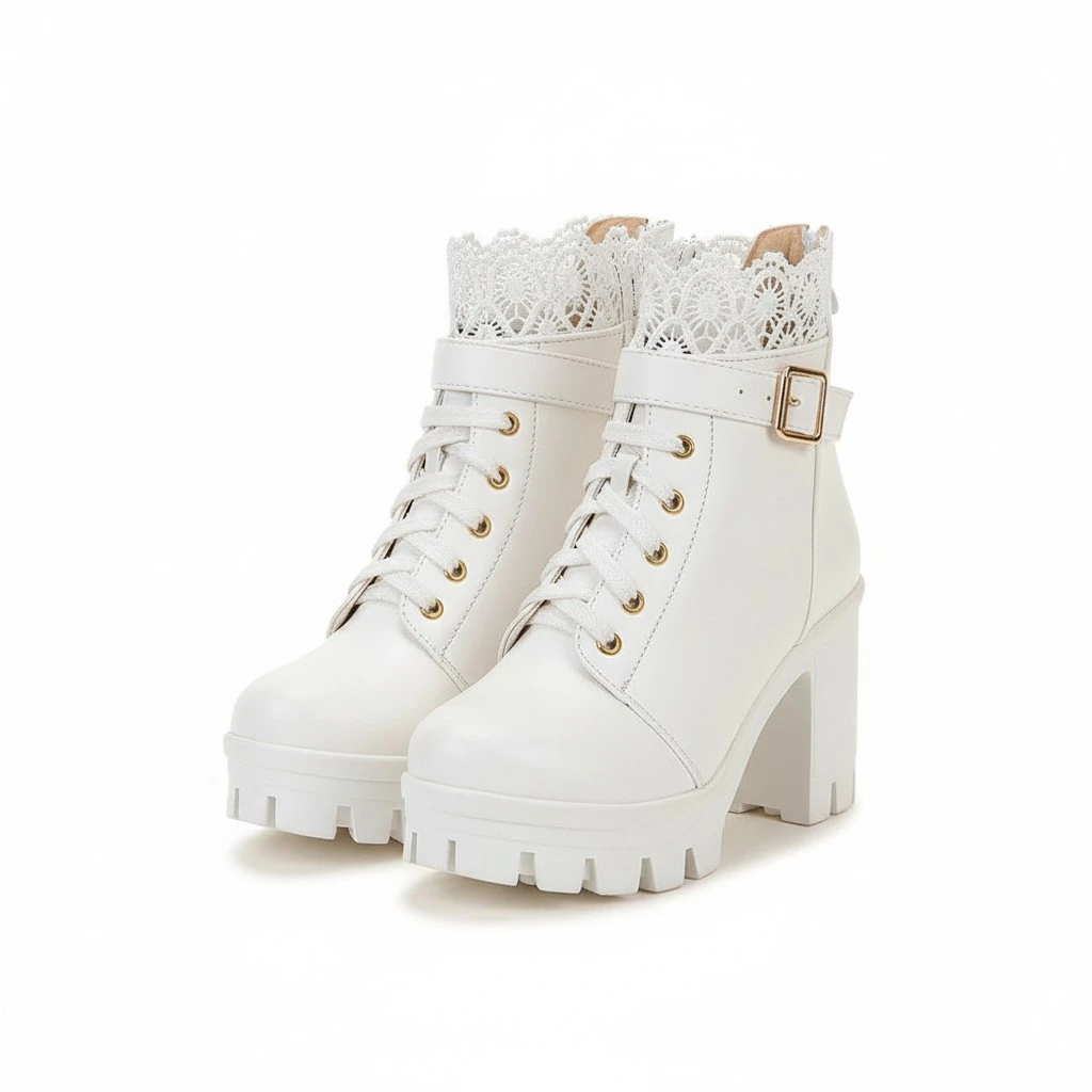 1 Pair of Elegant Woman Short Boots Fashion Thick Heels High Heel Boots