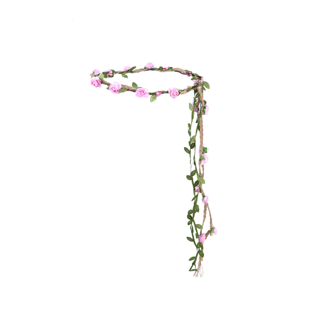 Flower Crown Floral Wreath Headband Floral Garland Headbands Photo Props Hair Accessories (Pink)