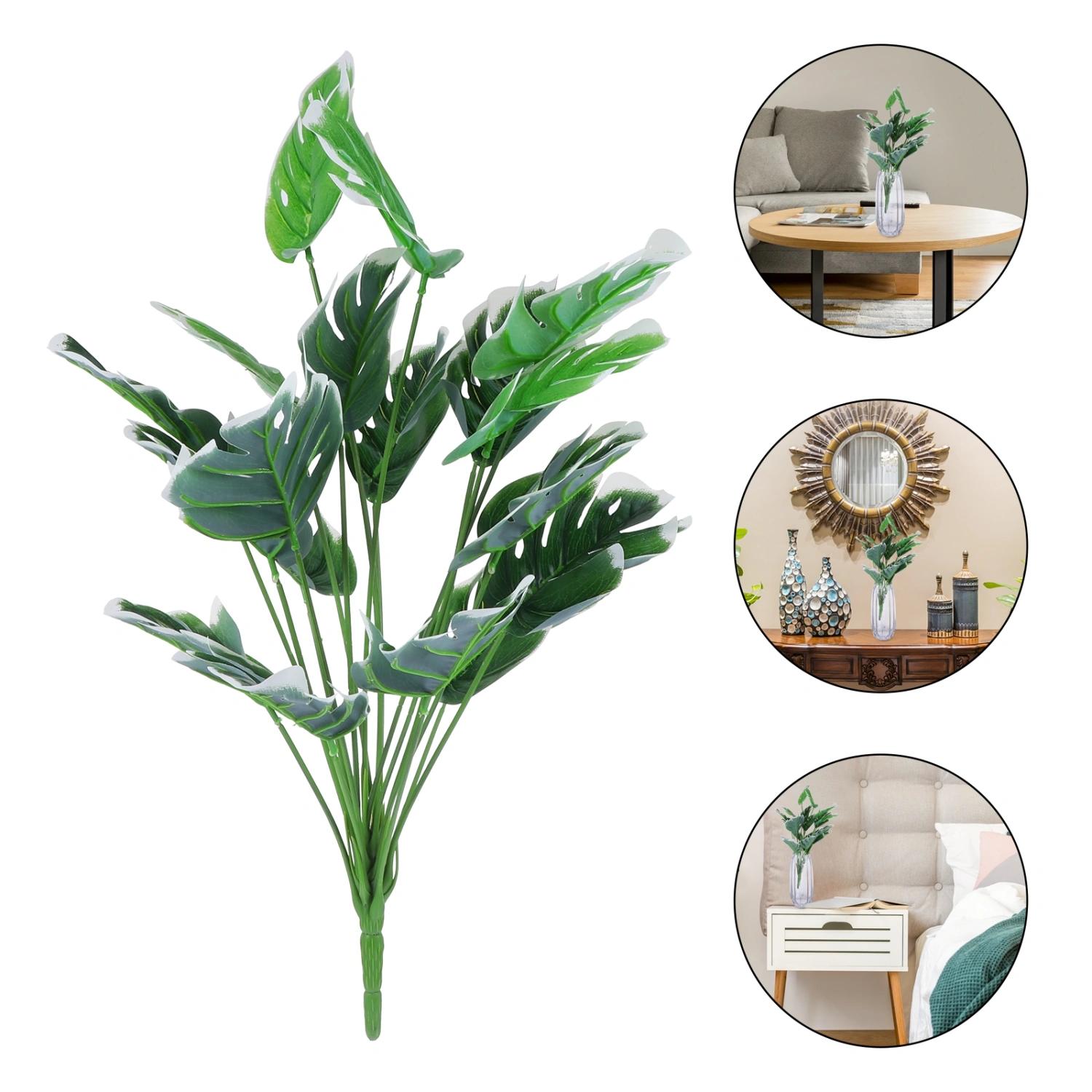 1Pc Simulated Monstera Leaves Branch Ornament Fake Plant Branch Photo Prop