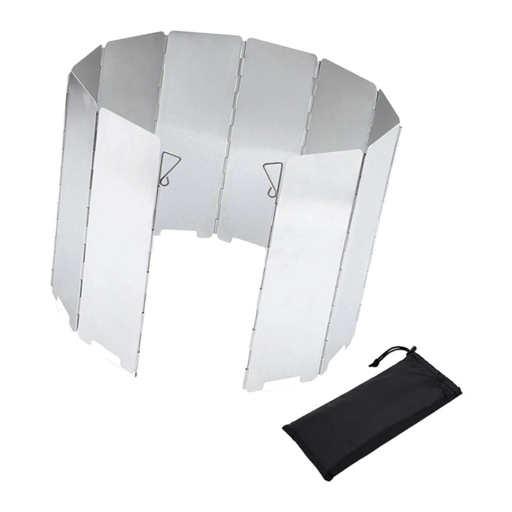 1 Set Stove Windshield Screens 10 Plates Outdoor Camping Cooking BBQ Gas Stoves Aluminium Alloy Wind Screen Camping Equipment for Outdoor (Random Color)