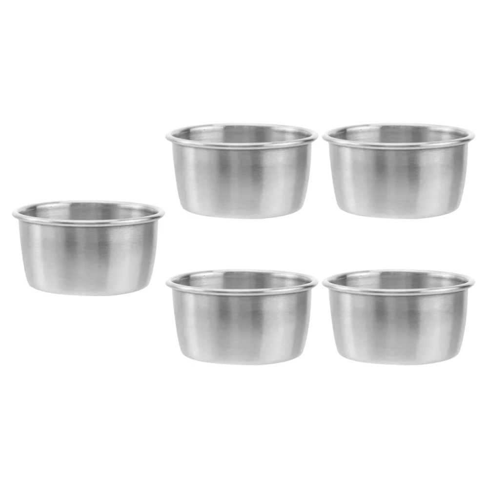 5Pcs Stainless Steel Sauce Cups Sauce Plate Condiment Cups Seasoning Storage Cups