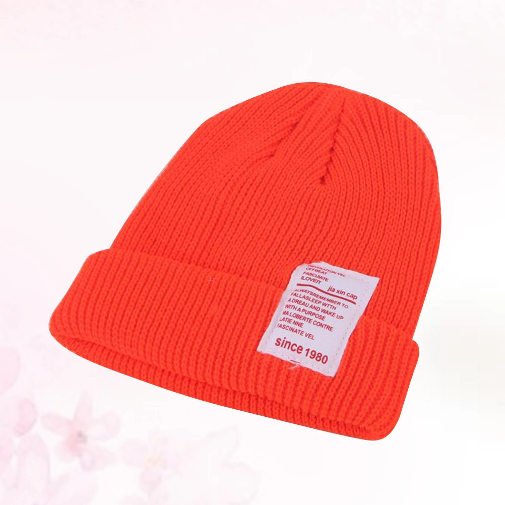 Children Knitted Beanie Hat Kids Hat Knitted Infant Baby Spring Autumn Hat (Orange)