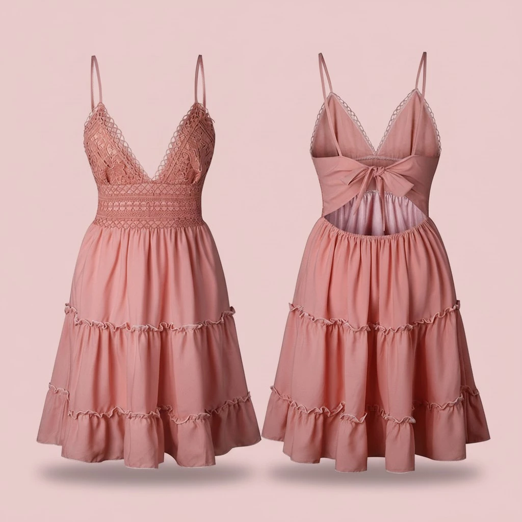 V Neck Dress Stylish Party Decorative Costume Charming Beach Strapless Skirt