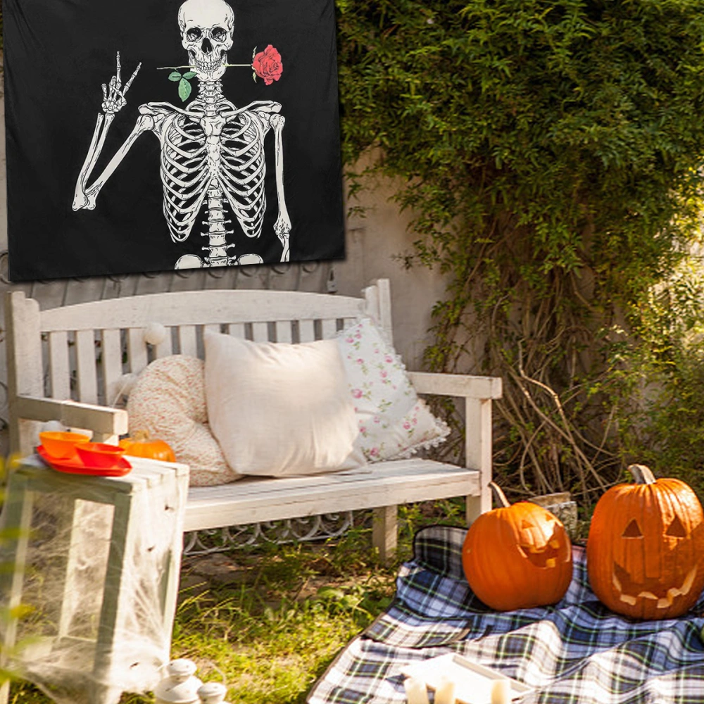 Skeleton Tapestry Skull Tapestry Black Skull Tapestry Wall Hanging for Halloween