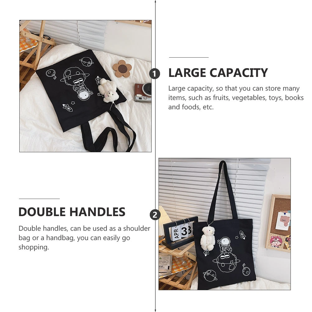 Fashionable Canvas Bag Astronaut Design Shoulder Bag Novel Storage Pouch