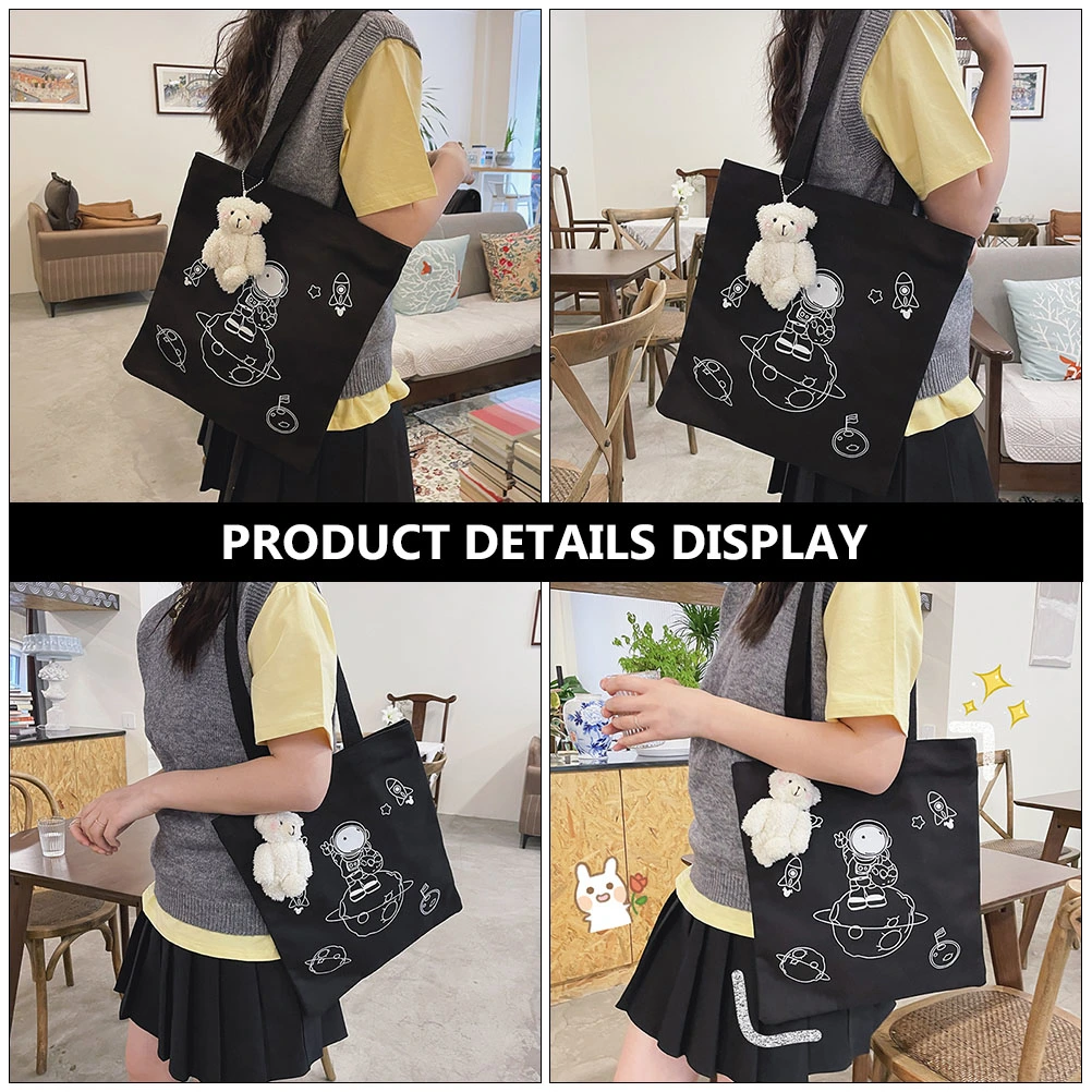 Fashionable Canvas Bag Astronaut Design Shoulder Bag Novel Storage Pouch