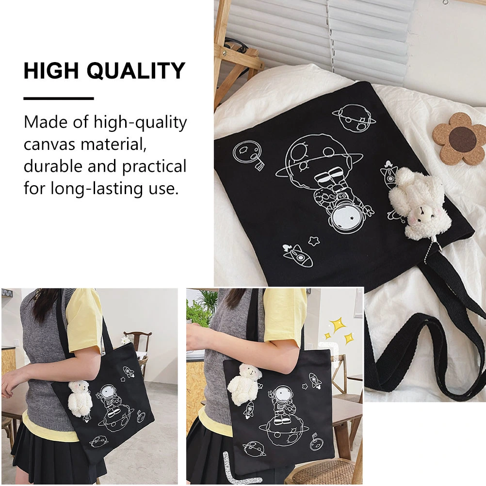 Fashionable Canvas Bag Astronaut Design Shoulder Bag Novel Storage Pouch