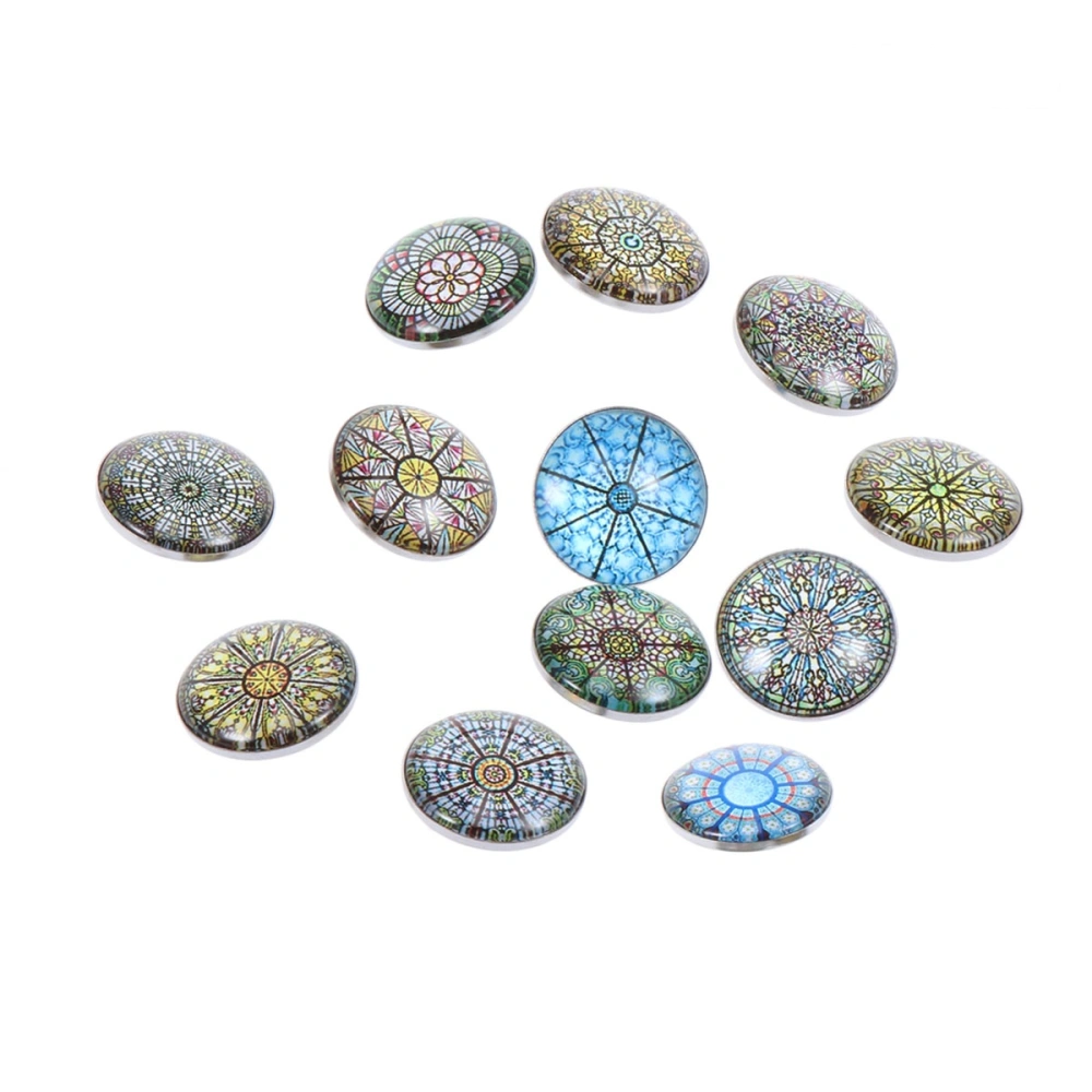 12PCS 18MM Round Glass Snap Buttons Bangles Snap Charms Jewelry Buttons for Women Bracelets Necklaces Pendants