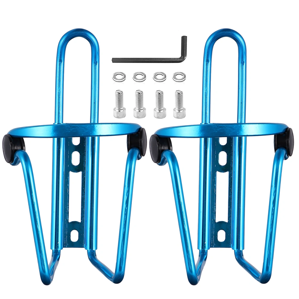 2PCS Outdoor Riding Aluminum Alloy Cycling Drink Water Bottle Racks Holders Cages Bike Bottle Cup Mount Brackets with 4 Screws and 1 Wrench (Blue)