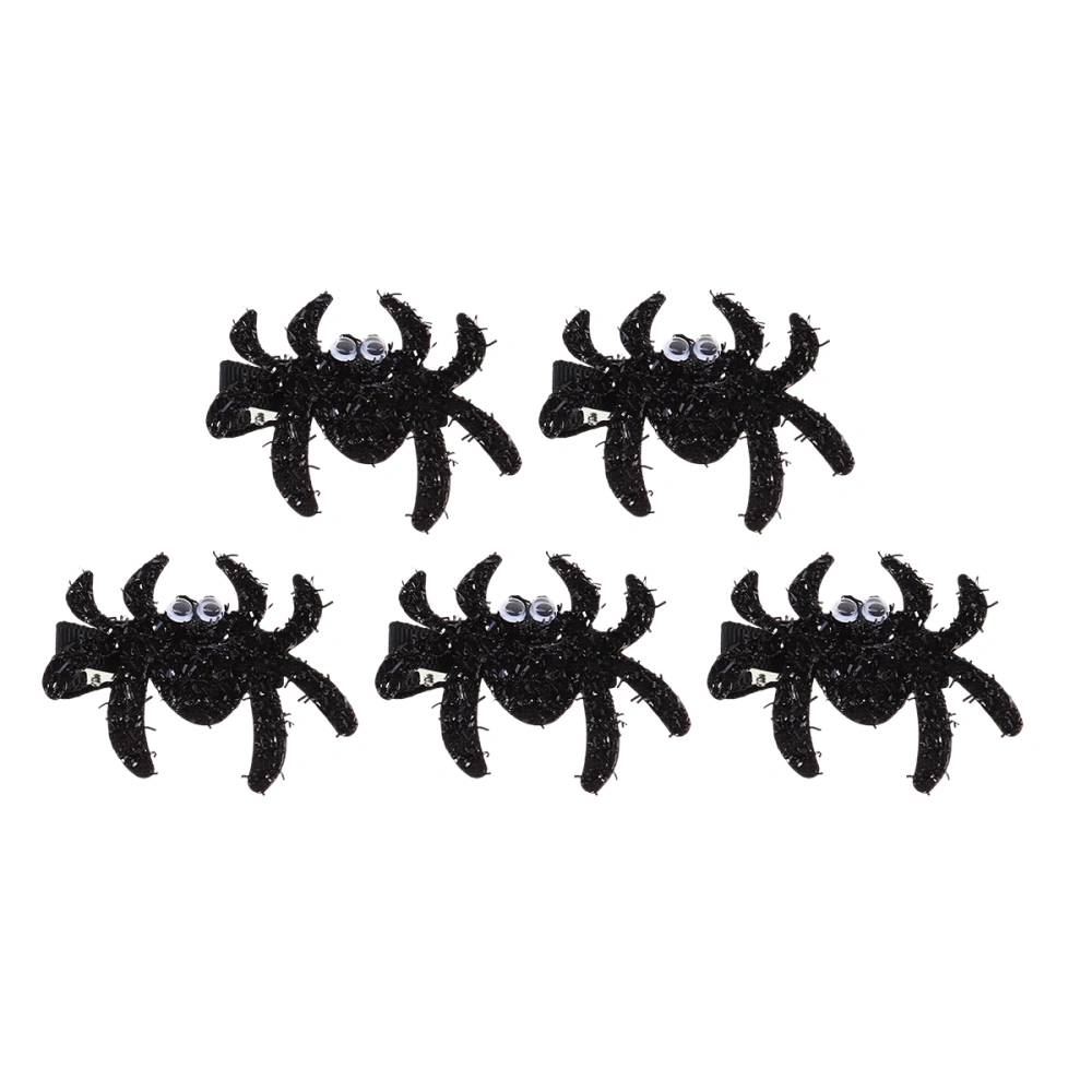 5pcs Halloween Hairpins Spider Shape Hair Clips Quirky Hair Barrettes Kids Hair Accessories for Costume Party