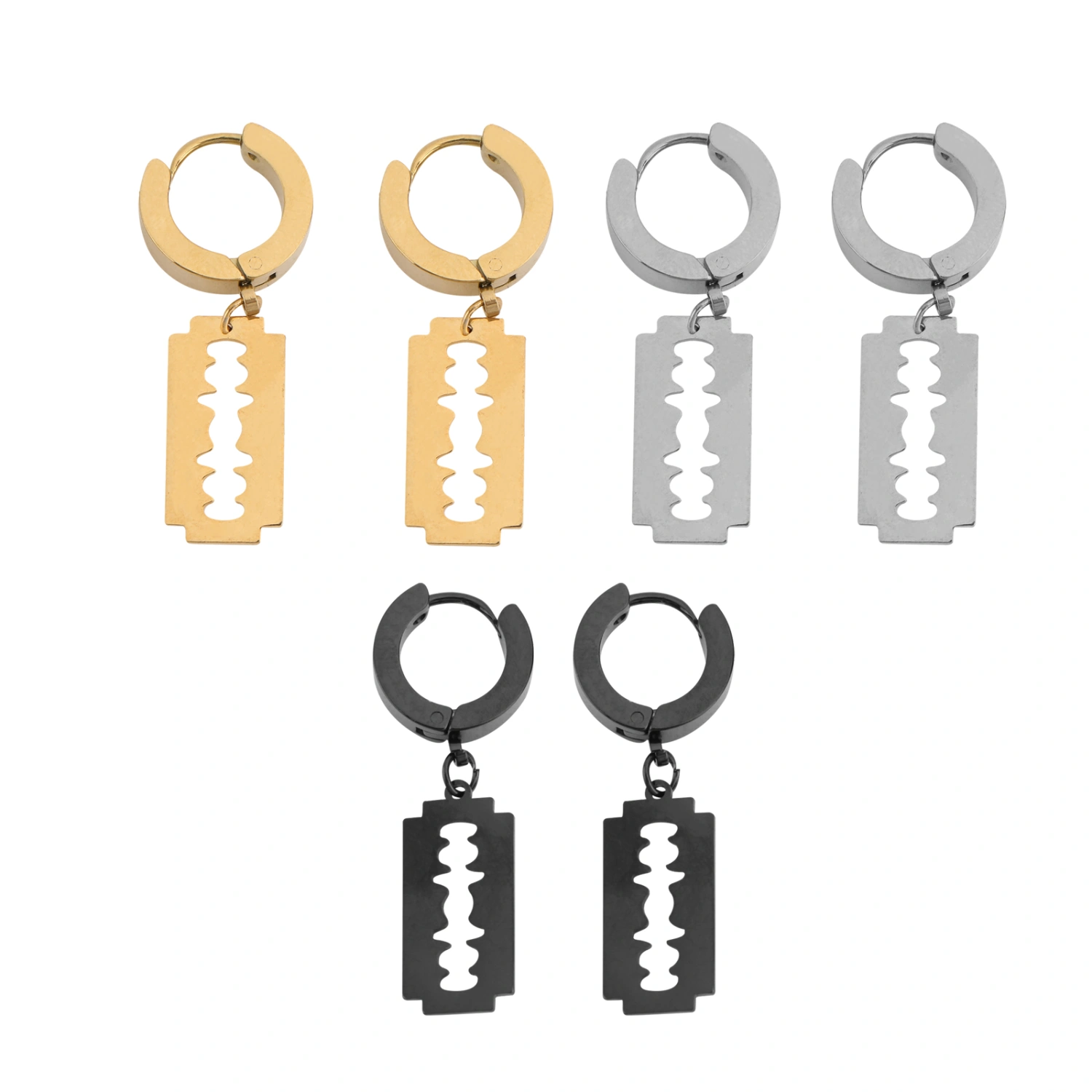 3 Pairs of Punk Style Ear Pendant Street Style Earrings Party Stylish Jewelry