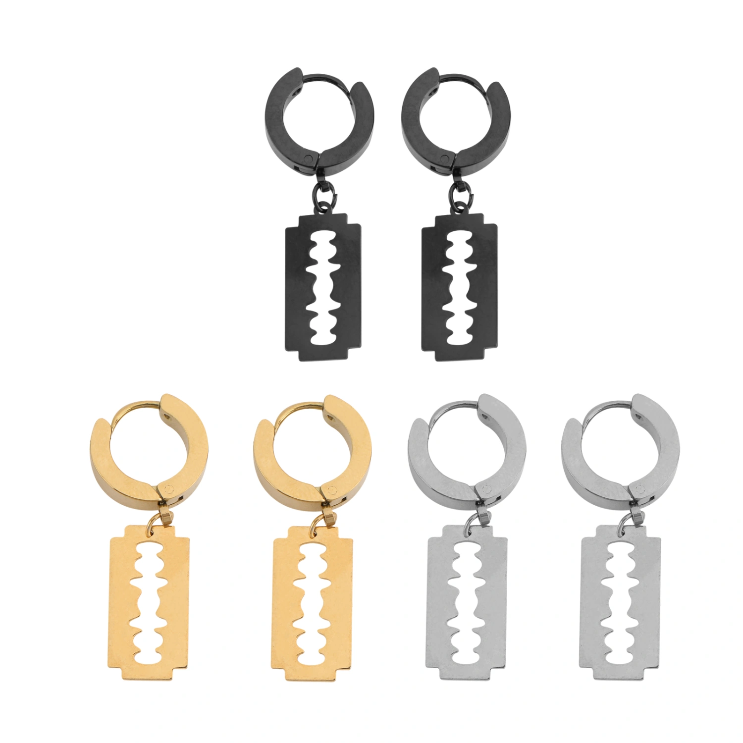 3 Pairs of Punk Style Ear Pendant Street Style Earrings Party Stylish Jewelry