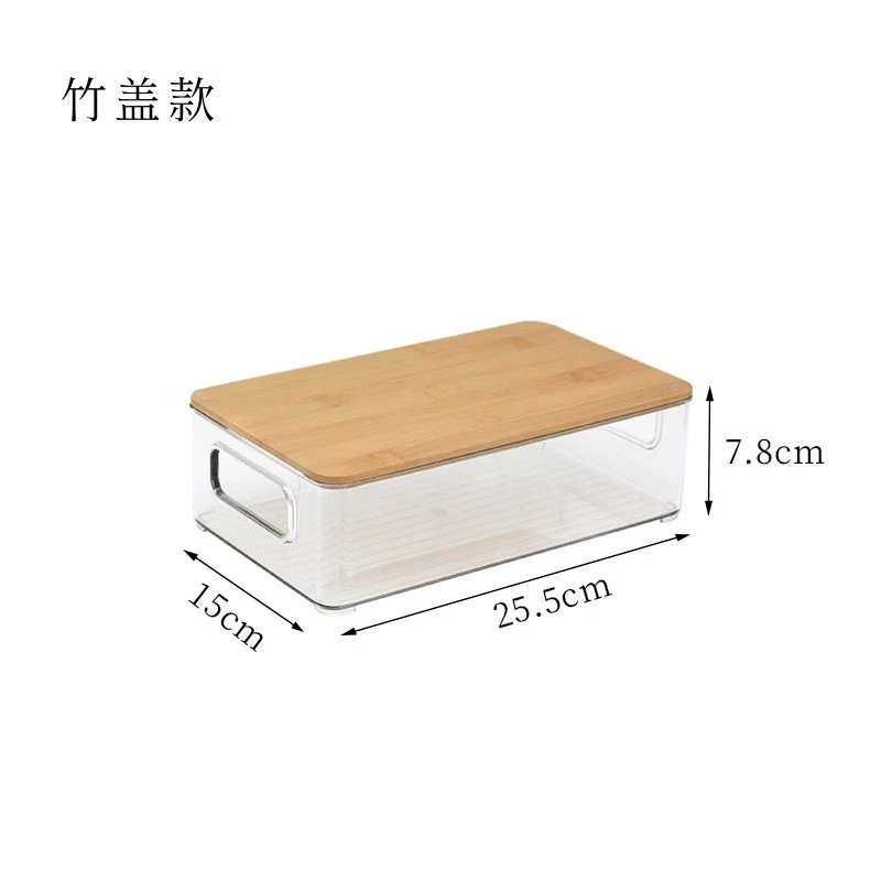 Makeup Brush Storage Box with Bamboo Lid Lipstick Holder Portable Desktop Clear Storage Box