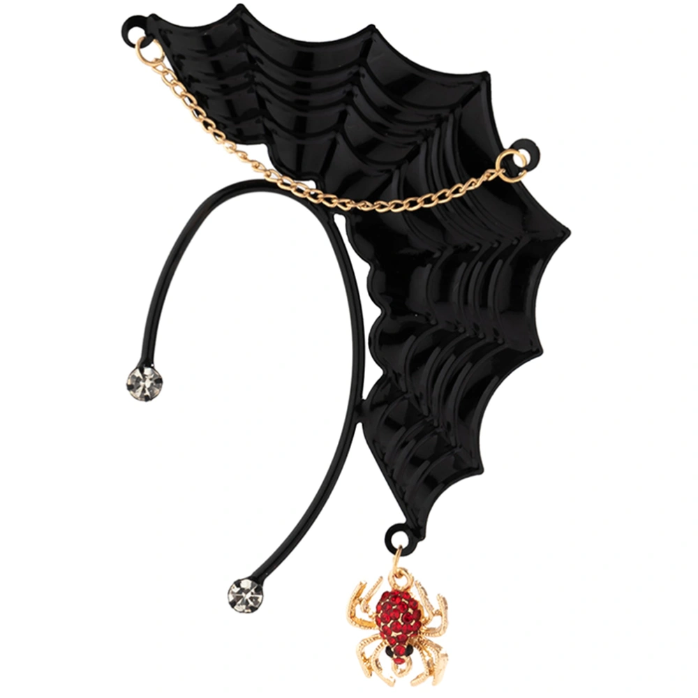 Gothic Ear Cuff Halloween No-piercing Punk Earring Novelty Cobweb Ear Cuff with Spider Pendant