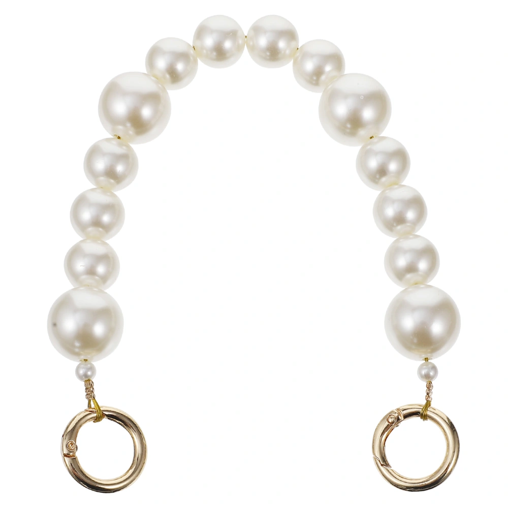 1Pc Handbag Chain Replacement Pearl Strap Short Chain Bag Accessory (White)