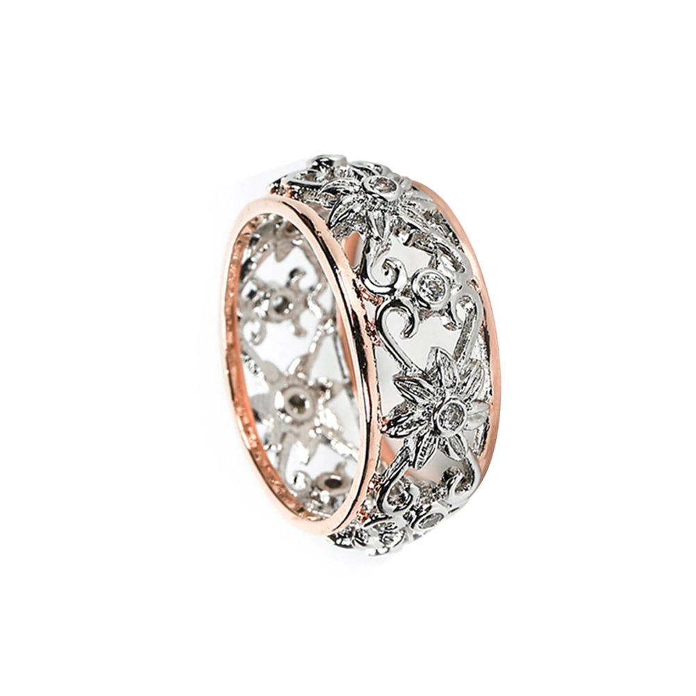Luxury Jewellery Hollow Out Flower Rings Women Wedding Ring Jewelry Size 7