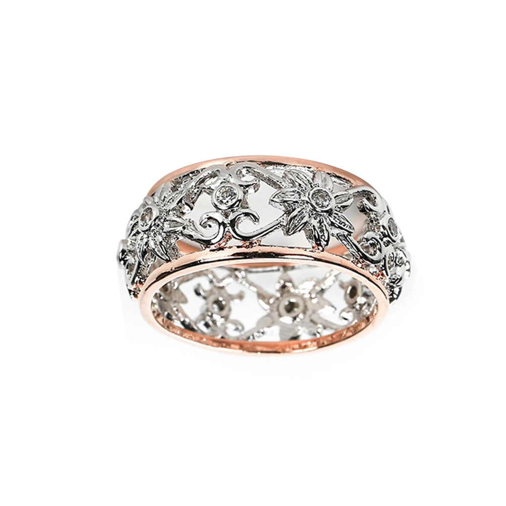 Luxury Jewellery Hollow Out Flower Rings Women Wedding Ring Jewelry Size 7