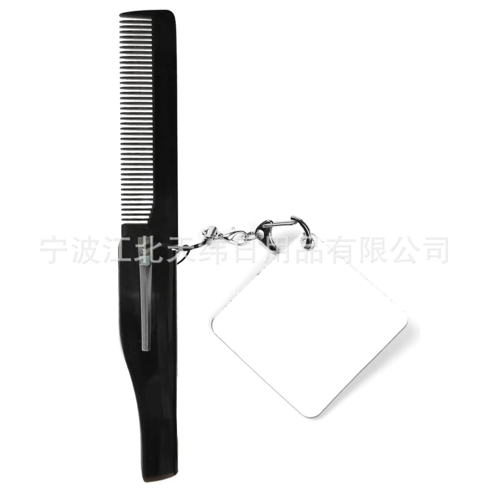 Portable Foldable Comb Travel Folding Pocket Comb Beard Comb Fine Tooth Comb Keychain Square Mirror for Men