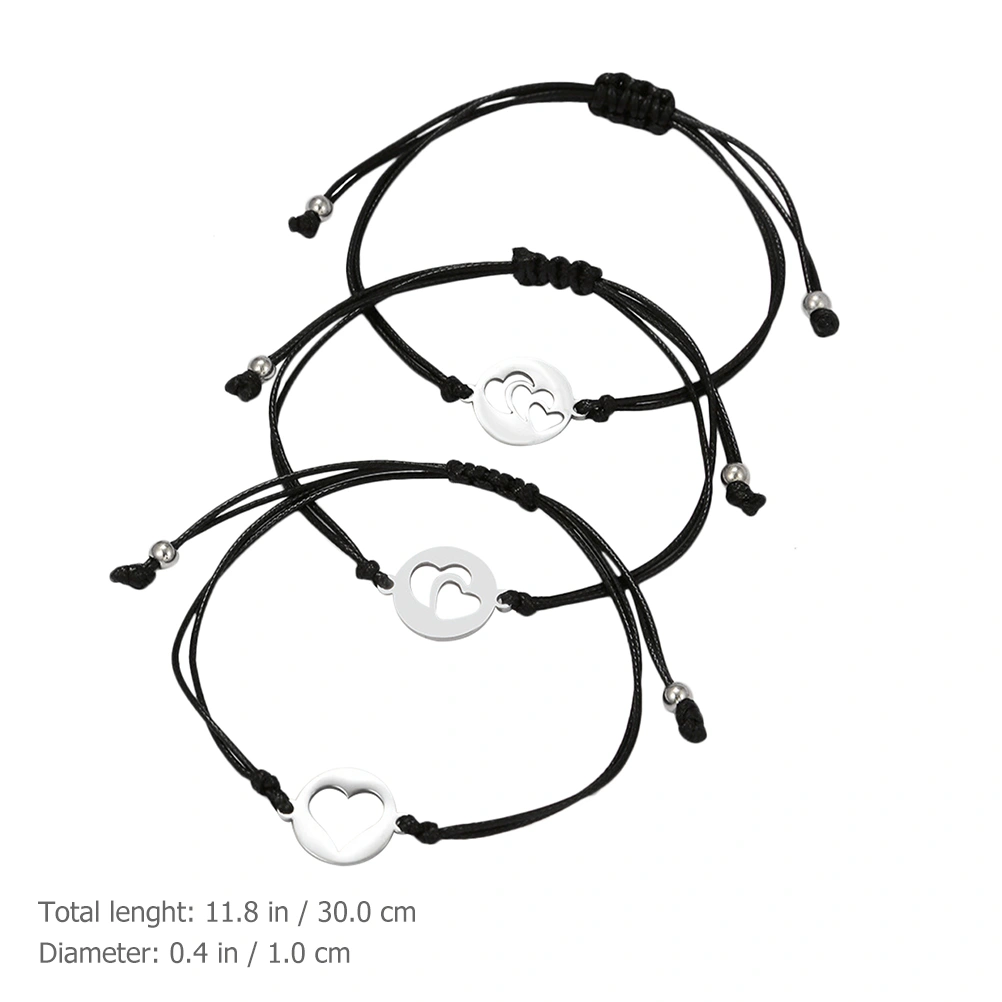 1 Set Mother Kids Bracelets Heart Matching Bangle Adjustable Woven String Bracelets