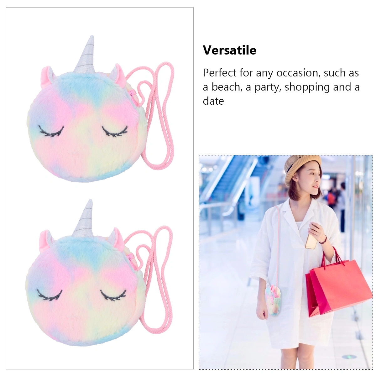 1PC Unicorn Shape Bag Stylish Cross Body Bag Portable Shoulder Bag Storage Pouch
