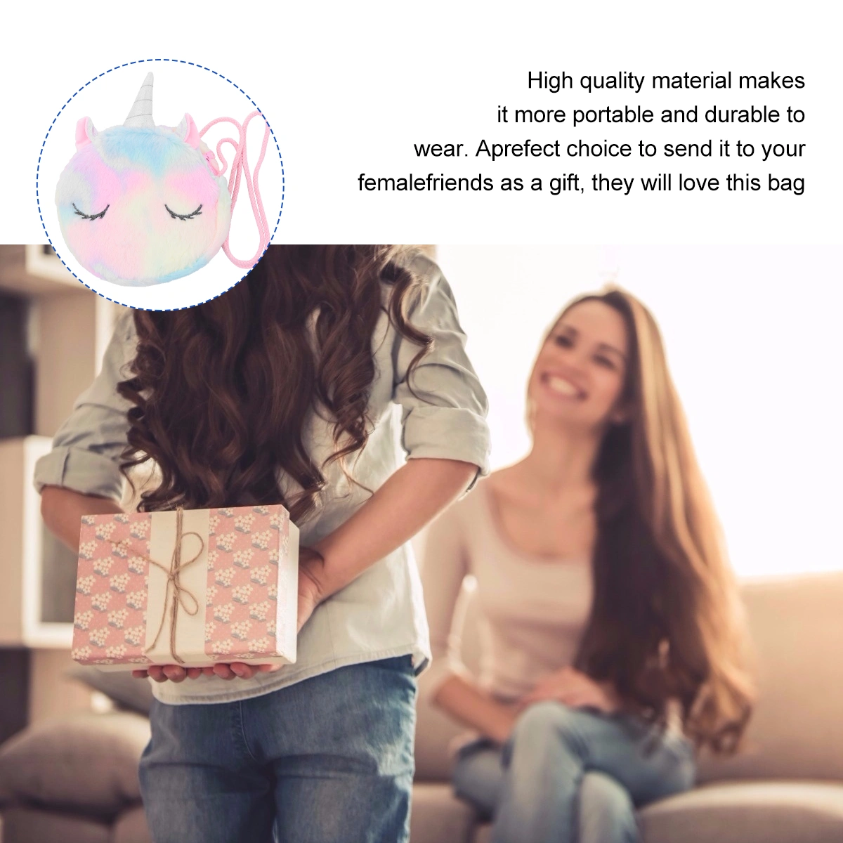 1PC Unicorn Shape Bag Stylish Cross Body Bag Portable Shoulder Bag Storage Pouch