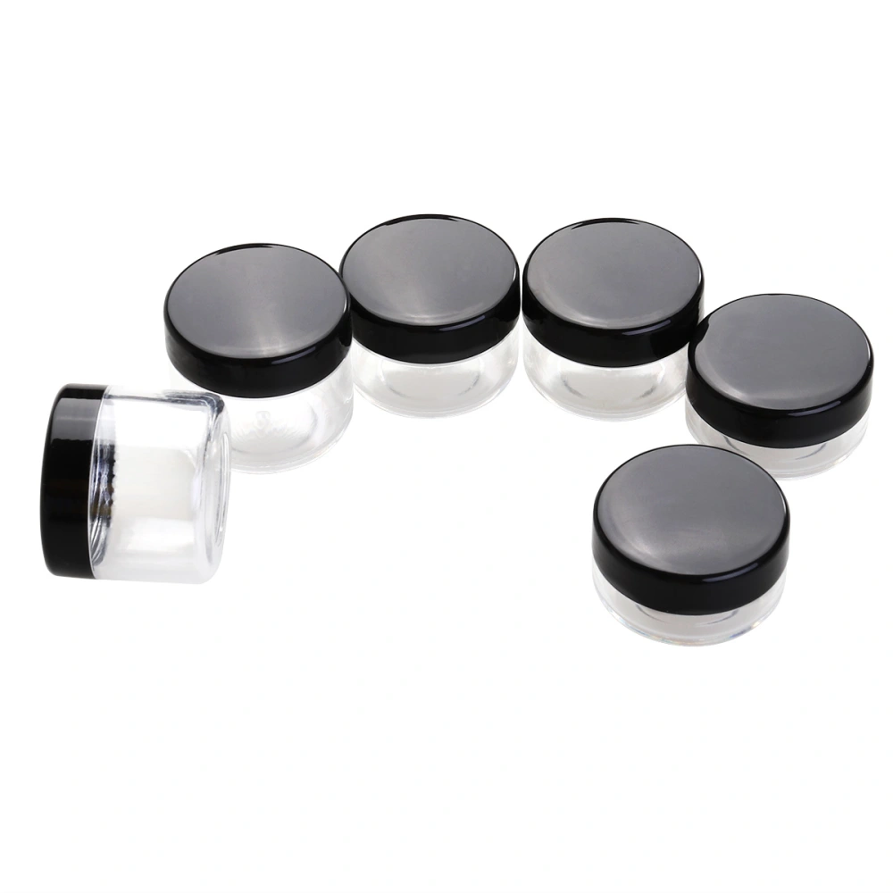 6pcs Empty Clear Boday Black Lid Plastic Sample Containers 10/15/20 Gram Size Cosmetic Containers Pot Jars Eyeshadow Container