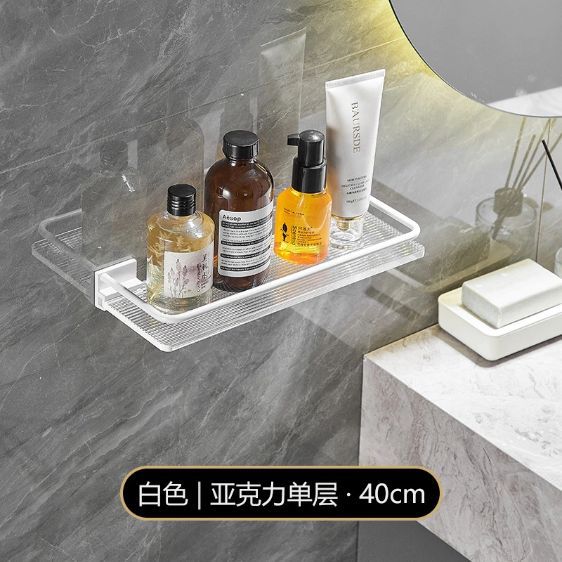 Bathroom Wall-mounted Shower Shelf No Drilling Clear Wall Floating Shelf Heavy Duty Wall Organizer