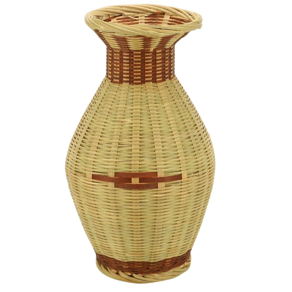 Bamboo Woven Flower Container Exquisite Flower Basket Woven Vase Ornament Flower Arrangement Vase Random Style