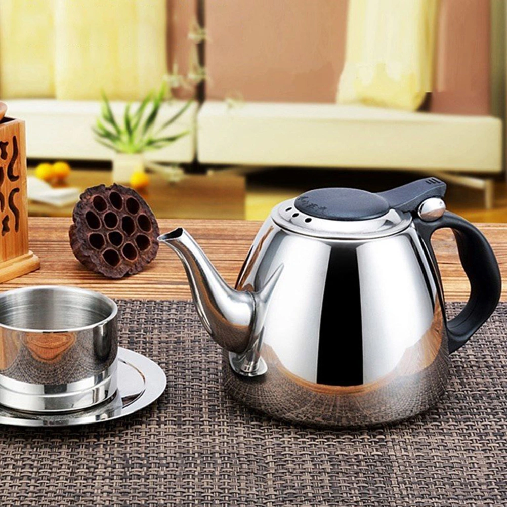 1Pc 1.2L Stainless Steel Water Kettle Flat Bottom Heating Teakettle (Assorted Color)
