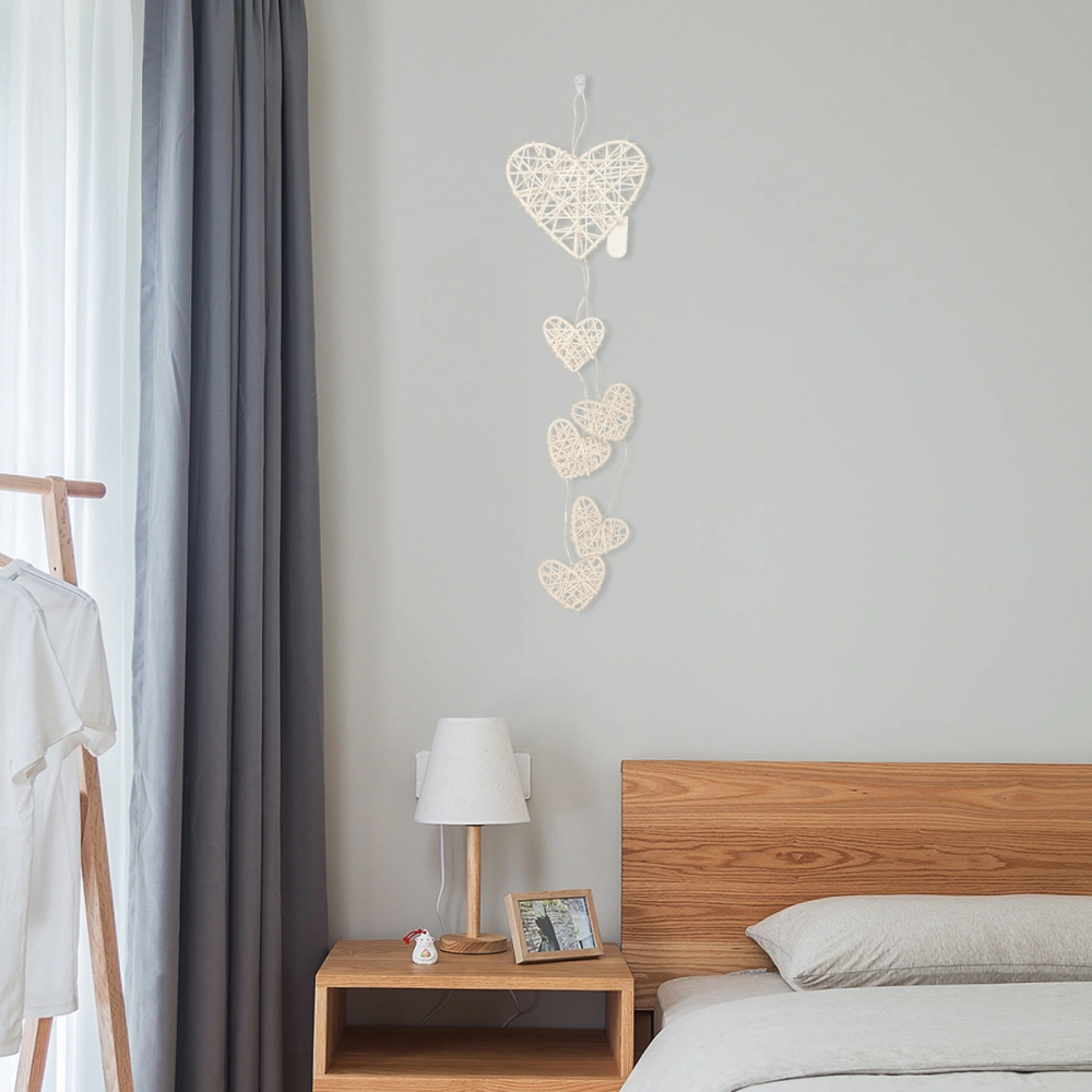 Creative Woven Dreamcatcher Hanging Ornament Rattan Woven Heart Wind Chime with Light (without Battery)