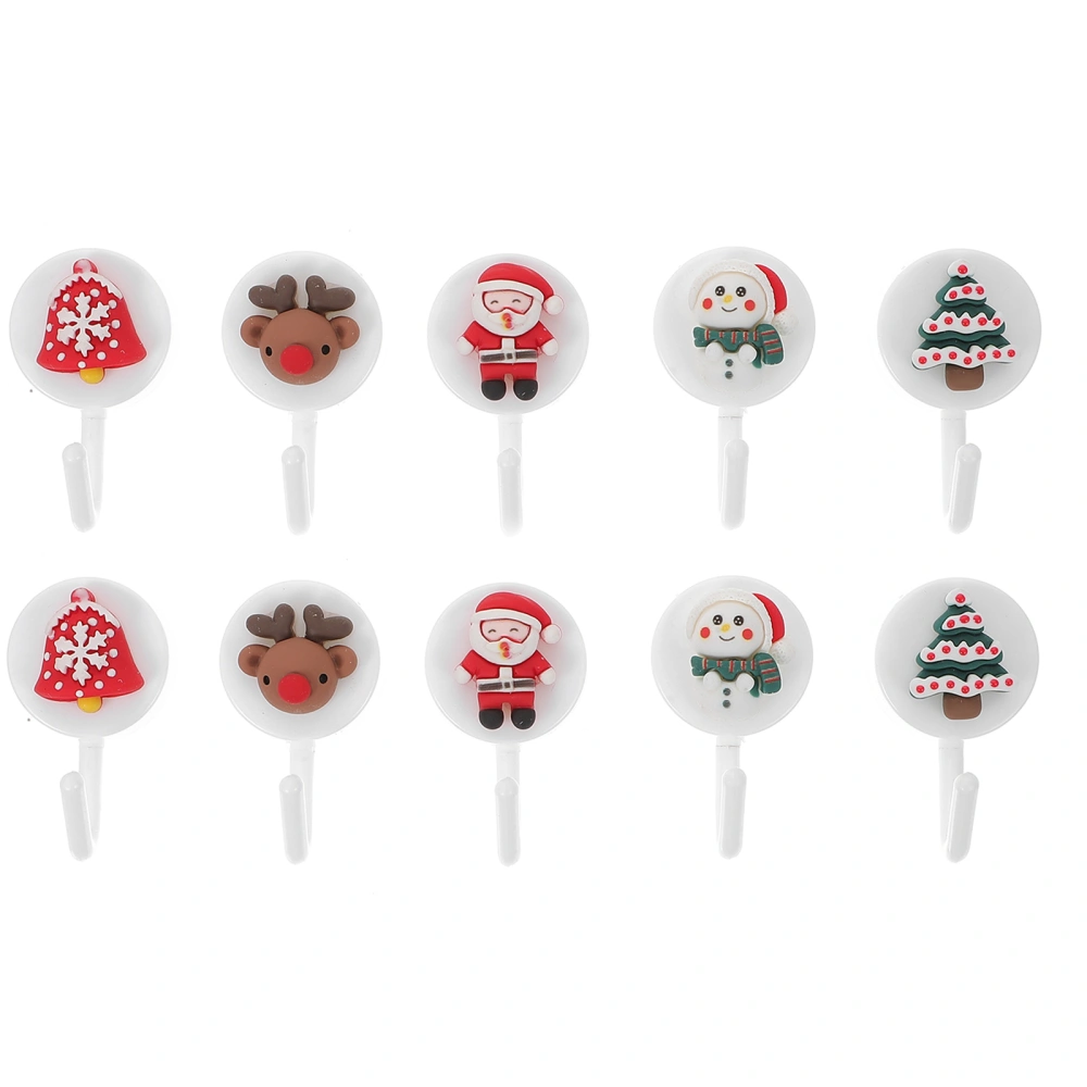 10Pcs Cartoon Christmas Themed Hooks Wall-mounted Hooks Household Storage Hooks