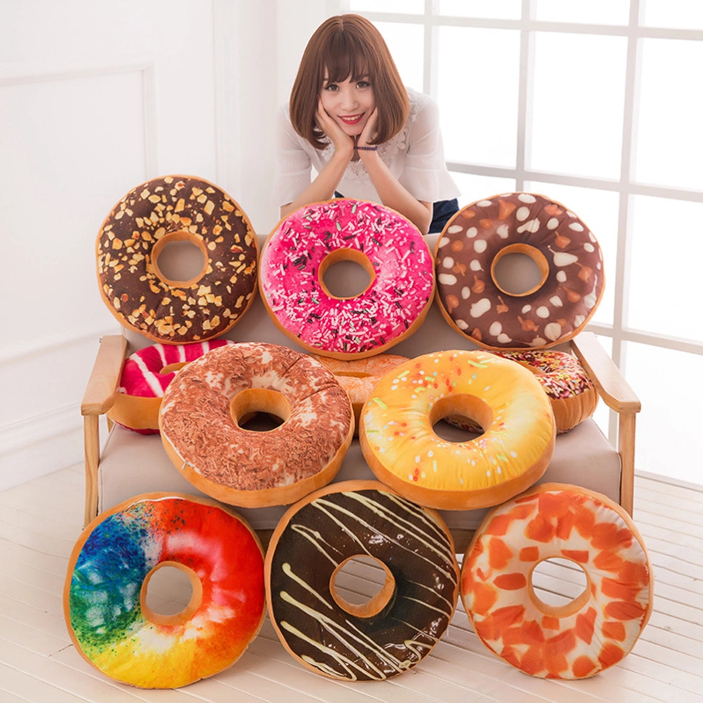 3D Donut Pillow Cosy Seat Back Stuffed Cushion Doughnut Throw Pillow Plush Toy for Living Room Bedroom Home Decor 40cm (Multicolor)