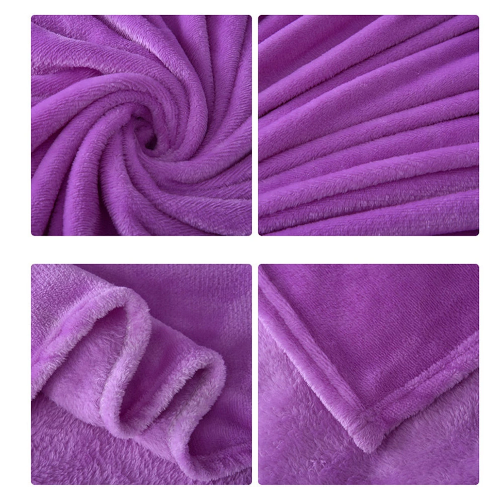 Thick Blankets Flannel Fleece Blanket Lightweight Warm Bed Blanket 100x140cm (Purple)
