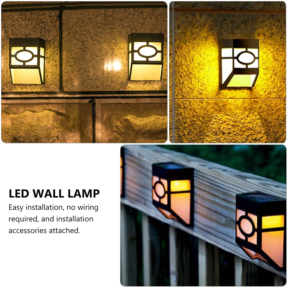 2pcs Retro Waterproof LED Solar Wall Lamps Yard Lamps Solar Lights (Black)