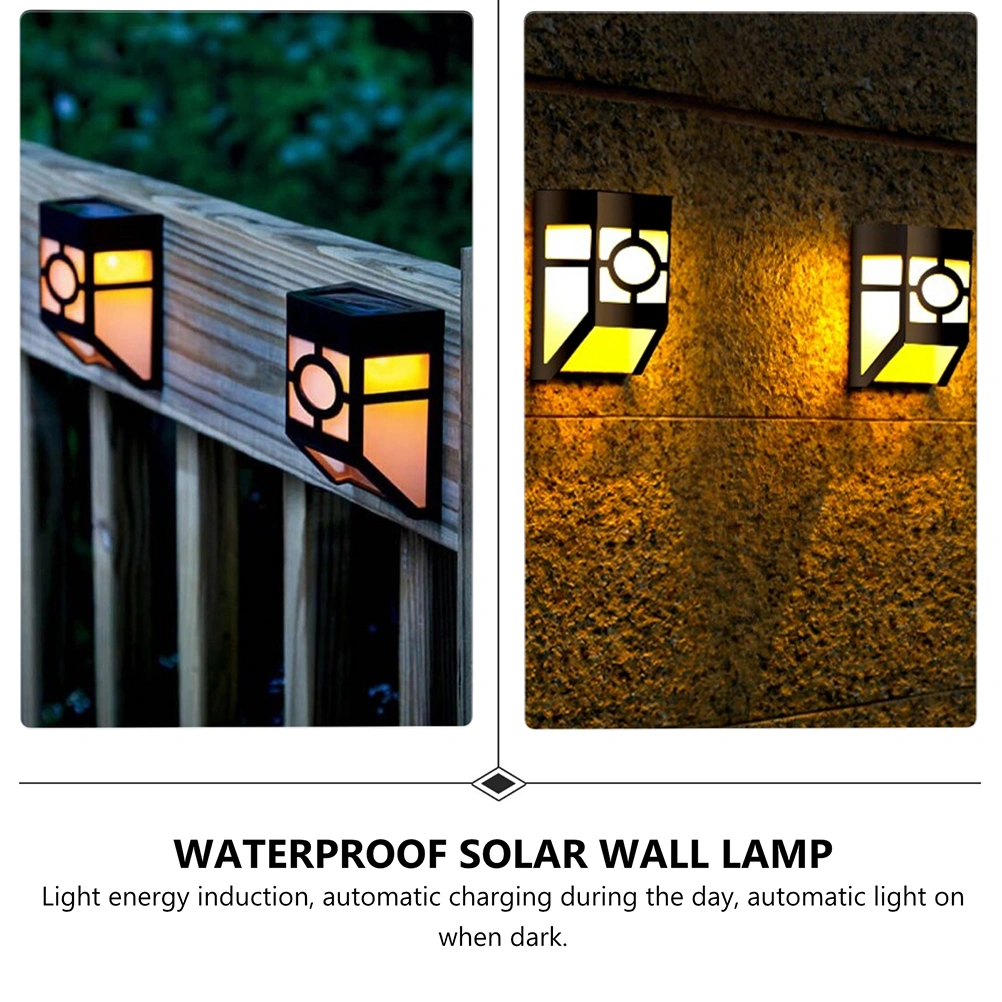 2pcs Retro Waterproof LED Solar Wall Lamps Yard Lamps Solar Lights (Black)
