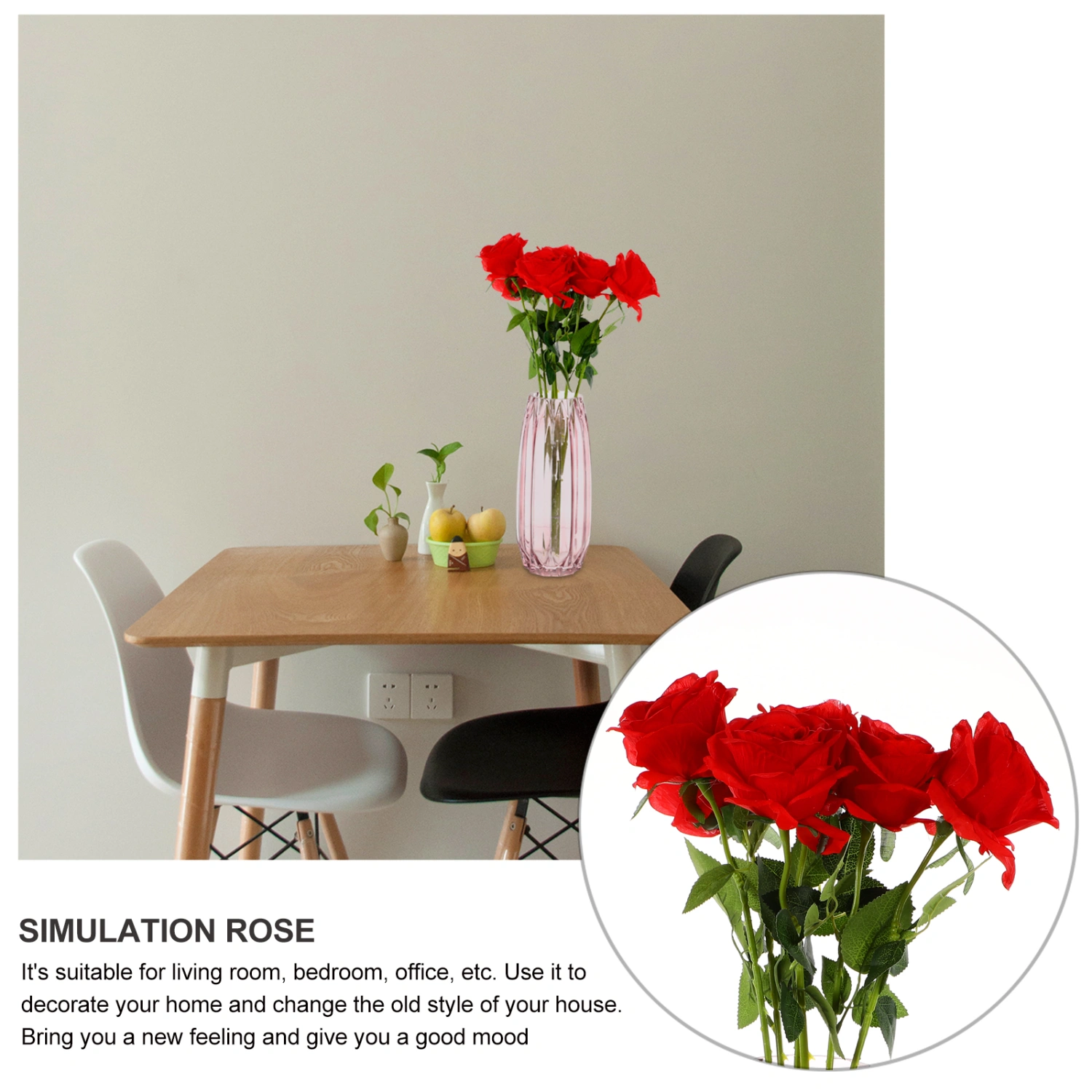 6pcs Artificial Flower Decor Simulation Rose Decor Simulated Flower Adornment