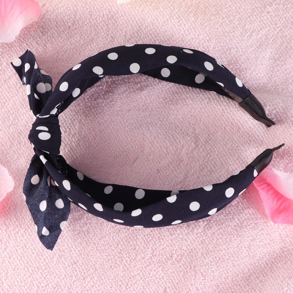 Bow Fabric Headband Dot Pattern Hair Hair Loop Hair Clasp Hair Band Hair Accessories  for Women (Dark Blue)