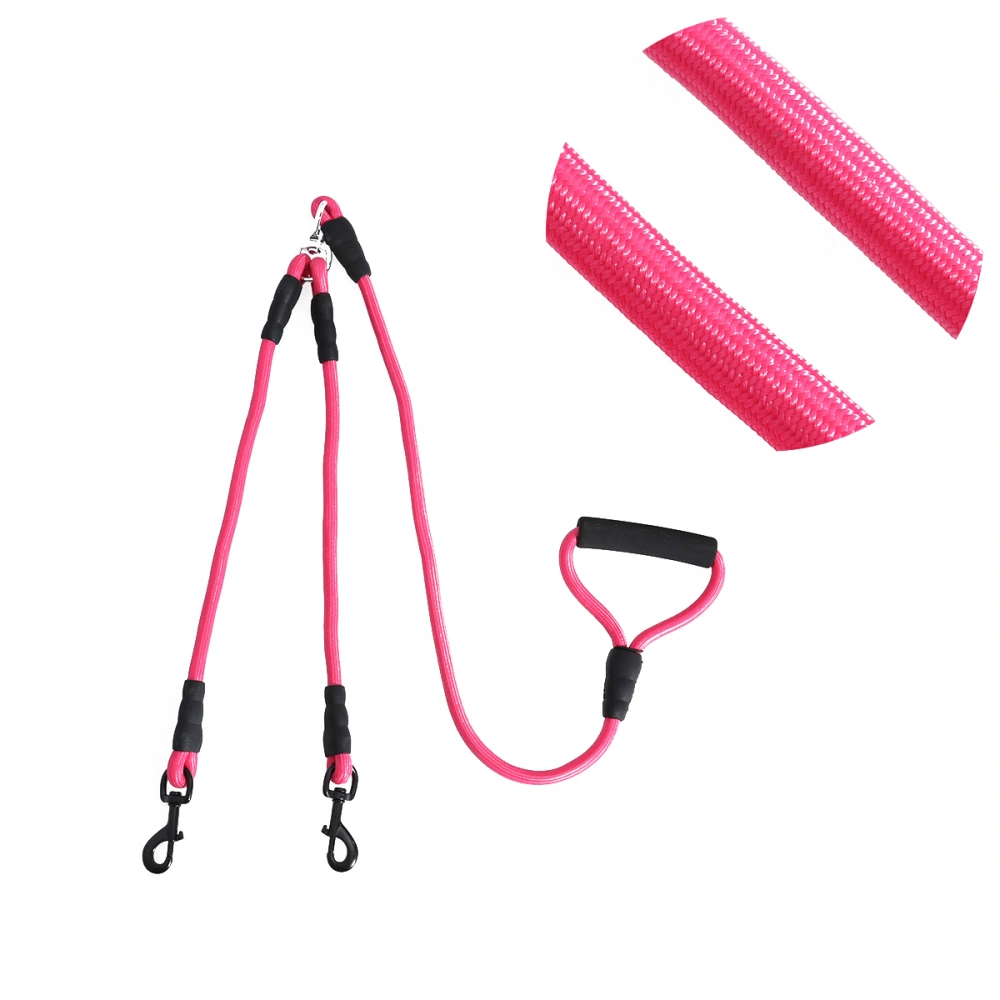 Dicephalous Dog Training Leash Heavy Duty Durable Walking Lead for Small and Medium Dogs (Pink)