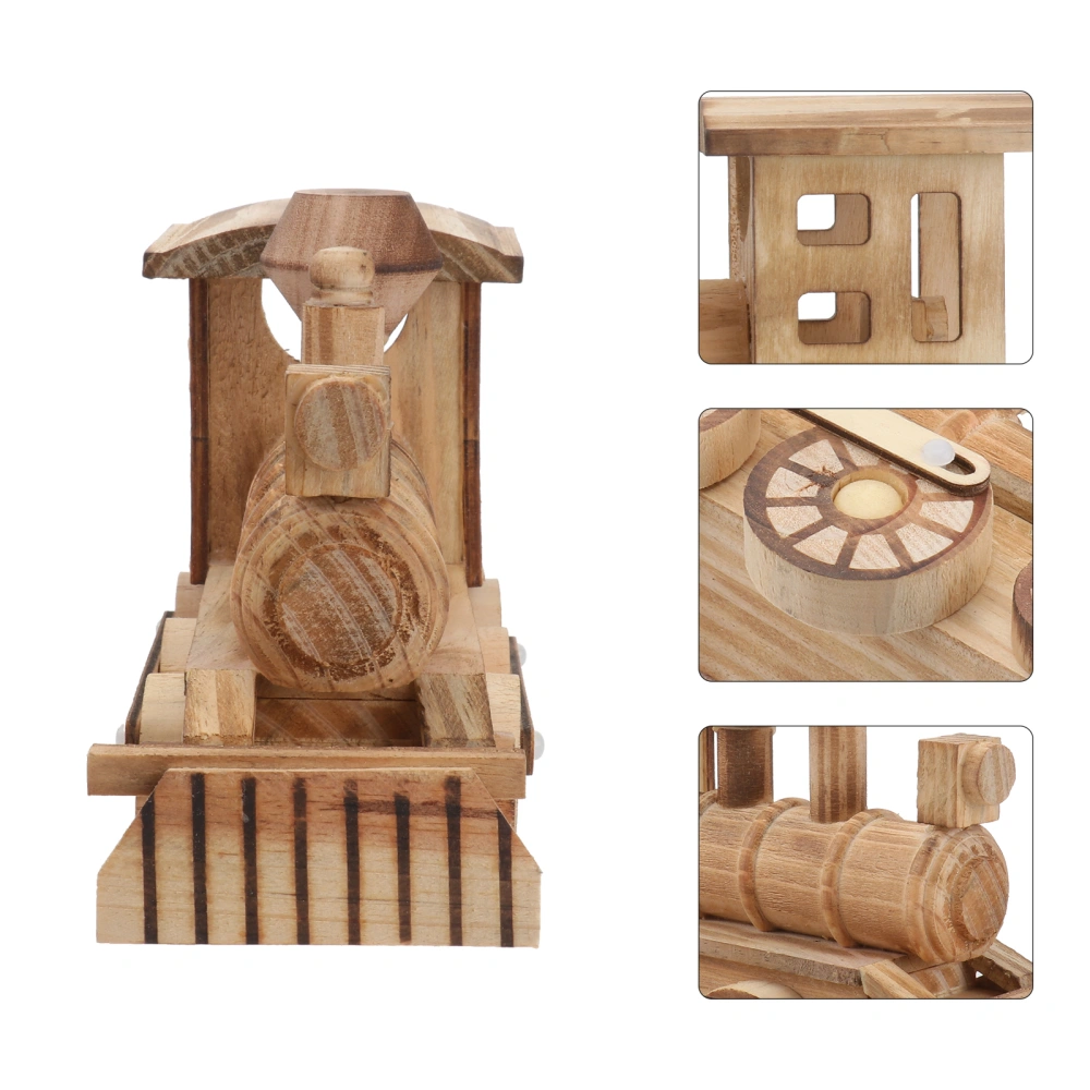 Wood Crafts Desktop Adornments Retro Locomotive Ornaments for Kids Boys