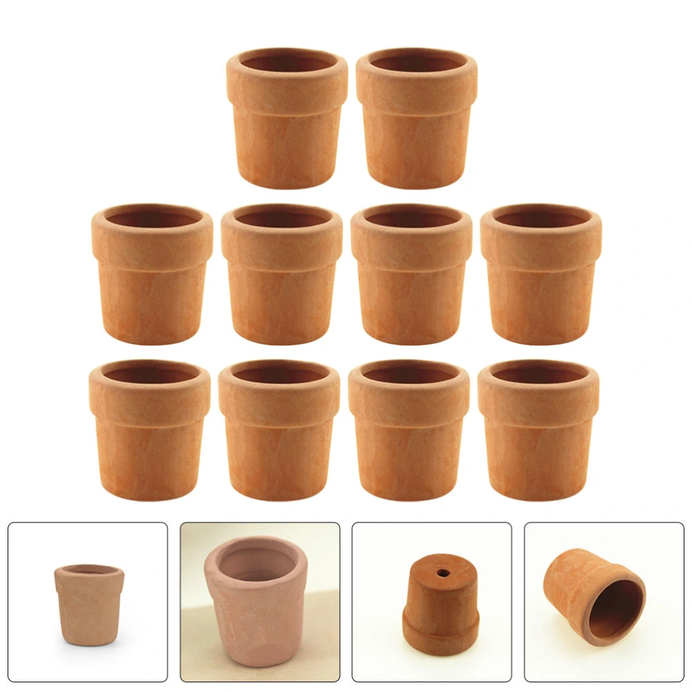 10Pcs Mini Flowerpot Figurine Mini House Adornment Lovely Planter Statue Desktop Decor