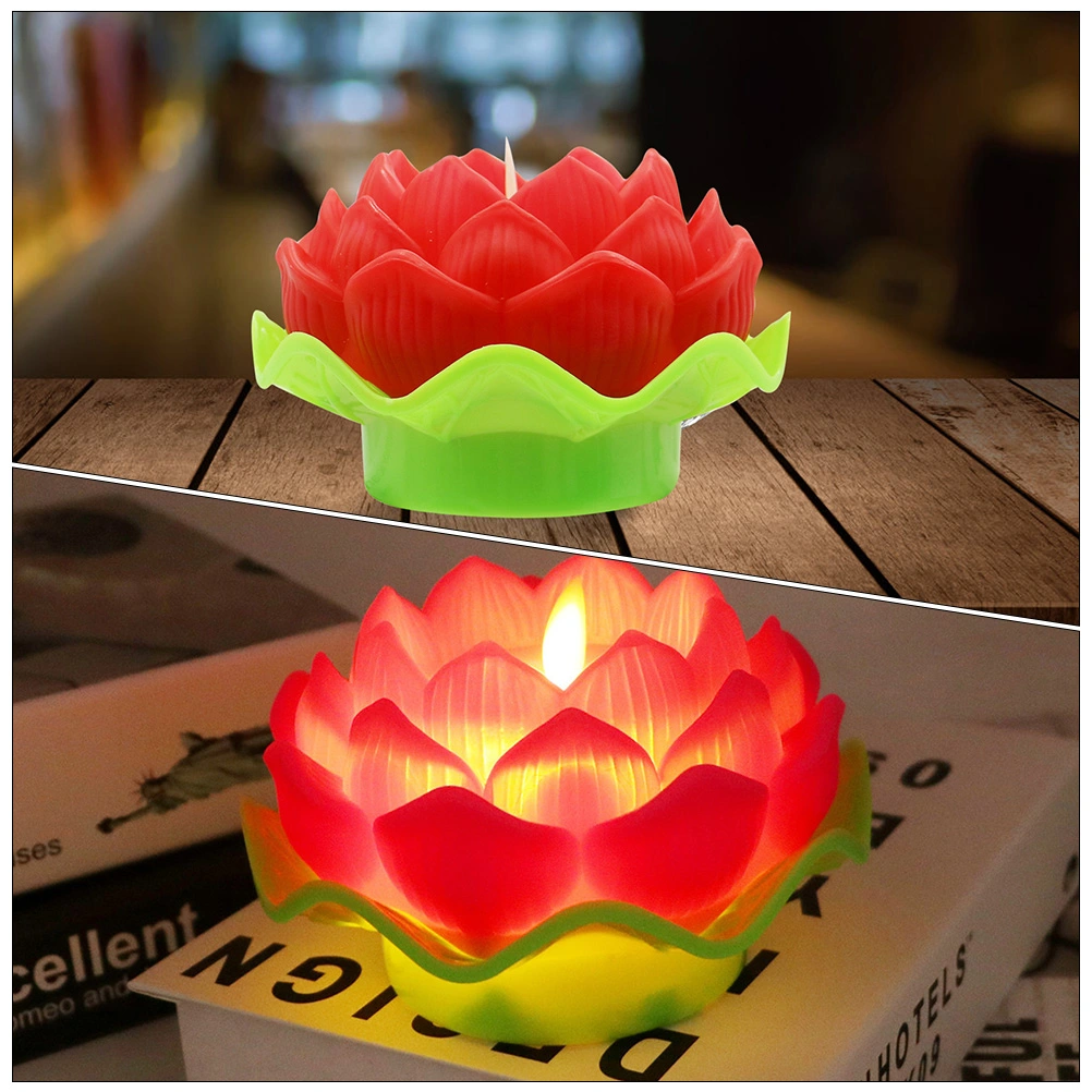 Lotus Light Buddhism Lotus Light Flower Night Lamp Tabletop Lotus Candle Light