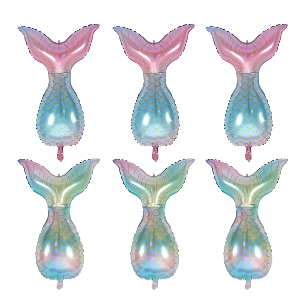 6pcs Mermaid Fishtail Balloons Mermaid Aluminium Film Balloon Party Balloons Decor