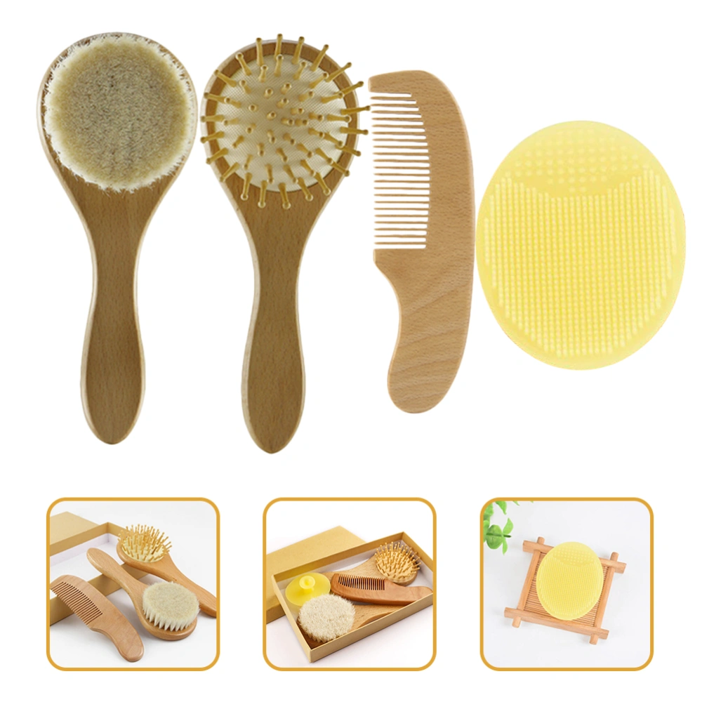 1 Set Baby Hair Brush and Comb Silicone Baby Bath Brush Baby Shower Gift