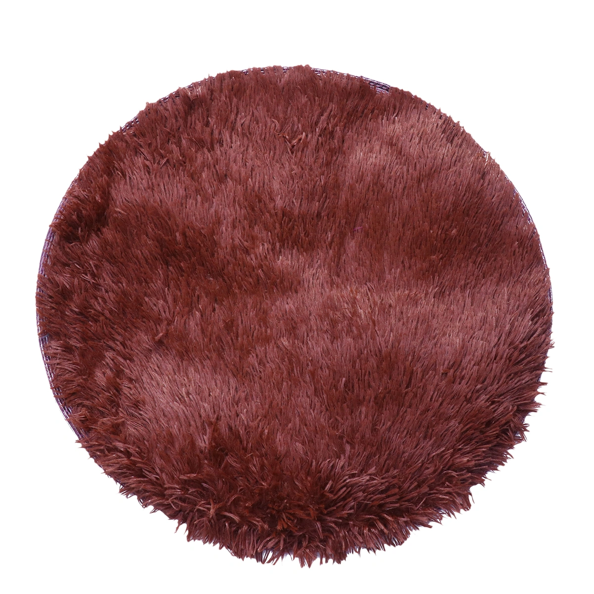 60cm Winter Long Plush Warm Pet Pad Round Indoor Pet Dog Cushion Pet Supplies (Coffee)