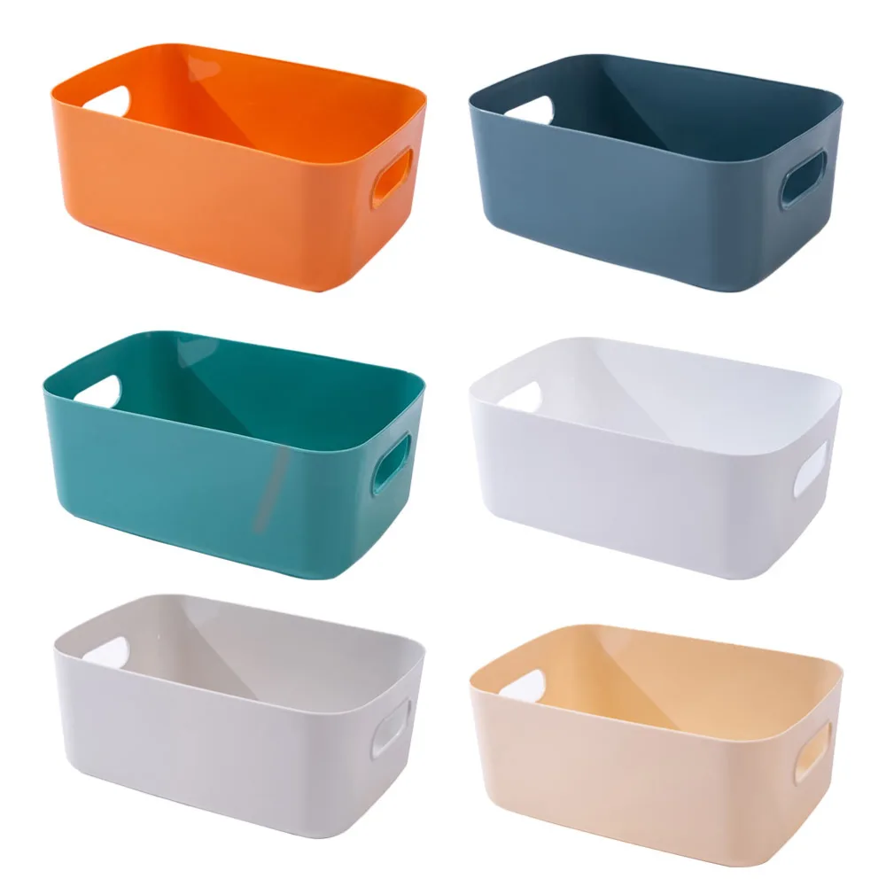 6PCS Plastic Storage Cases Desktop Sundries Storage Baskets Toys Boxes(6 Colors)